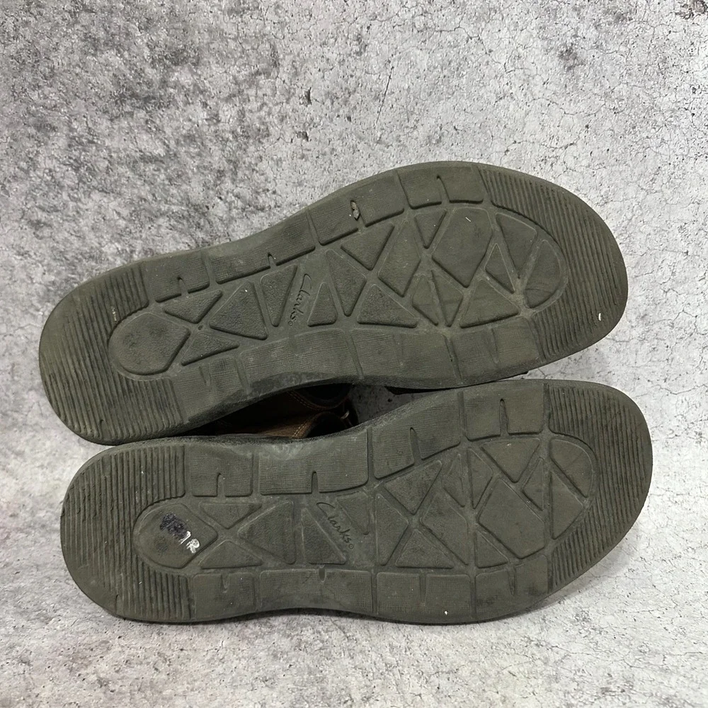 Clarks Hapsford Creek Sandals Mens 12 Brown Leather Hook Loop Straps Comfort
